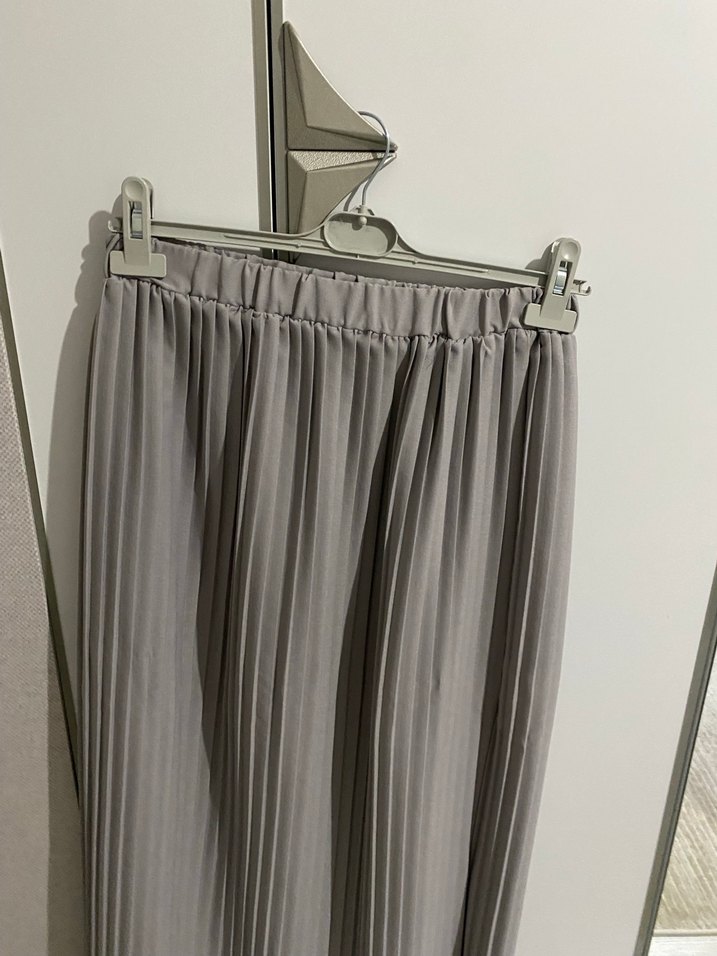 Gri Midi Piliseli Kadın Etek - Görsel 2