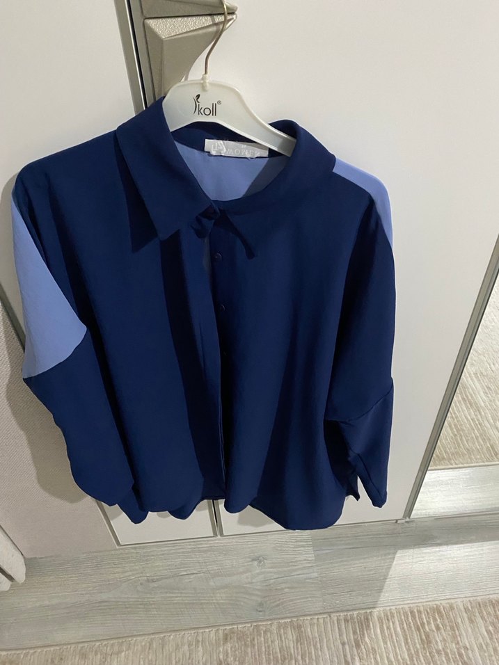 Lacivert Baskılı Hamile Tişörtü, Uzun Kollu, Fermuarlı - Görsel 5