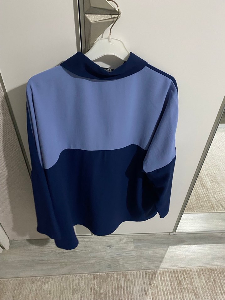 Lacivert Baskılı Hamile Tişörtü, Uzun Kollu, Fermuarlı - Görsel 3