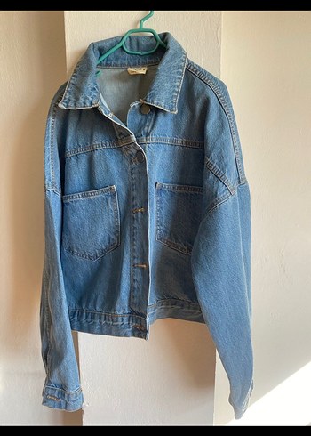 Kadın Mavi Düğmeli Denim Ceket