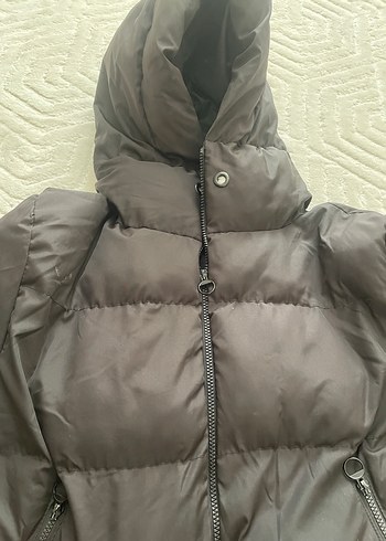 Fermuarlı Koyu siyah Kadın Kışlık Mont - Görsel 2