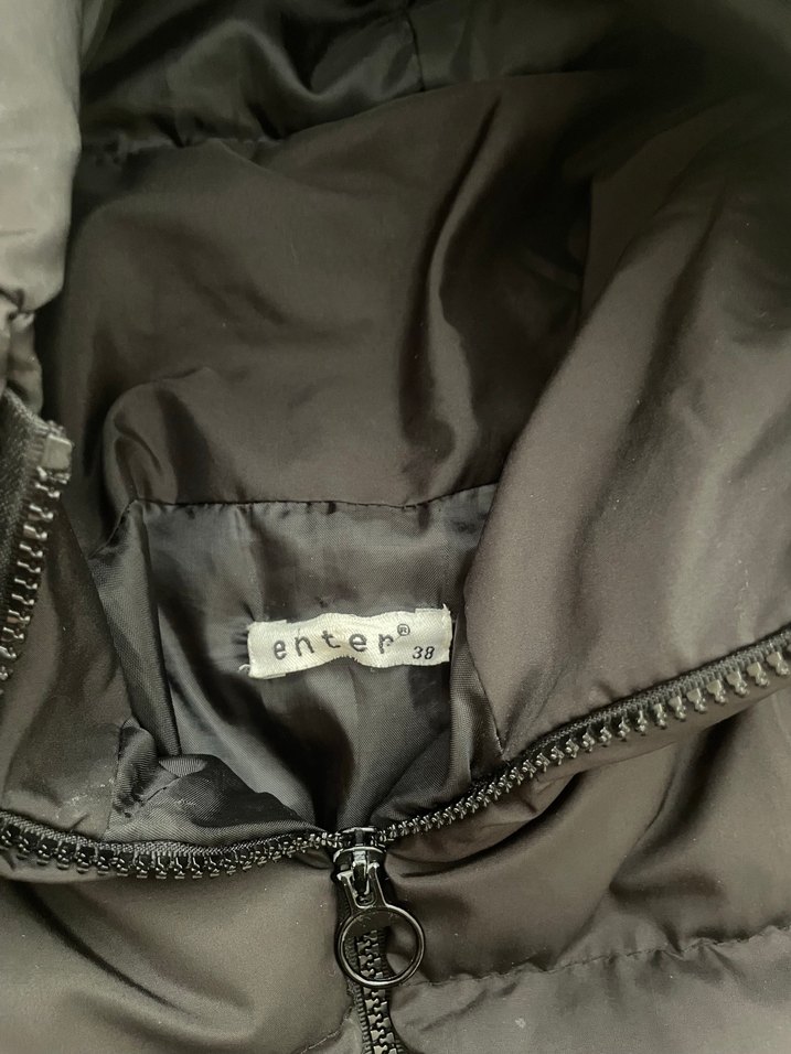 Fermuarlı Koyu siyah Kadın Kışlık Mont - Görsel 3