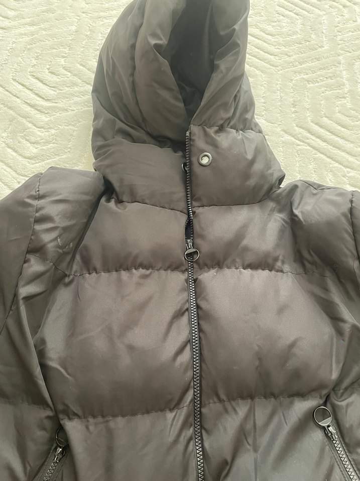 Fermuarlı Koyu siyah Kadın Kışlık Mont - Görsel 2