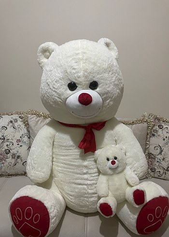 Beyaz Peluş Ayı ve Kalp Yastık - Görsel 2