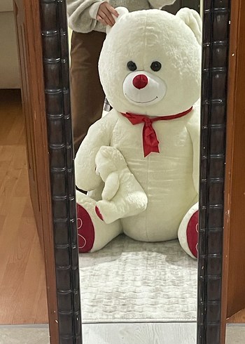 Beyaz Peluş Ayı ve Kalp Yastık - Görsel 4