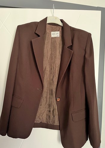 Kahverengi Düğmeli Kadın Blazer Ceket