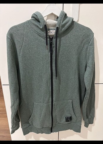 Gri Kapüşonlu Fermuarlı Erkek Sweatshirt