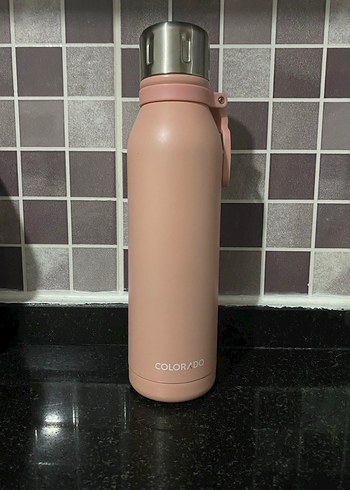 Pembe Pastel Renkli Termos Su Şişesi - Görsel 2