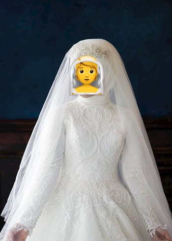 Uzun Kollu Yüksek Yakalı Prenses Gelinlik - Görsel 2