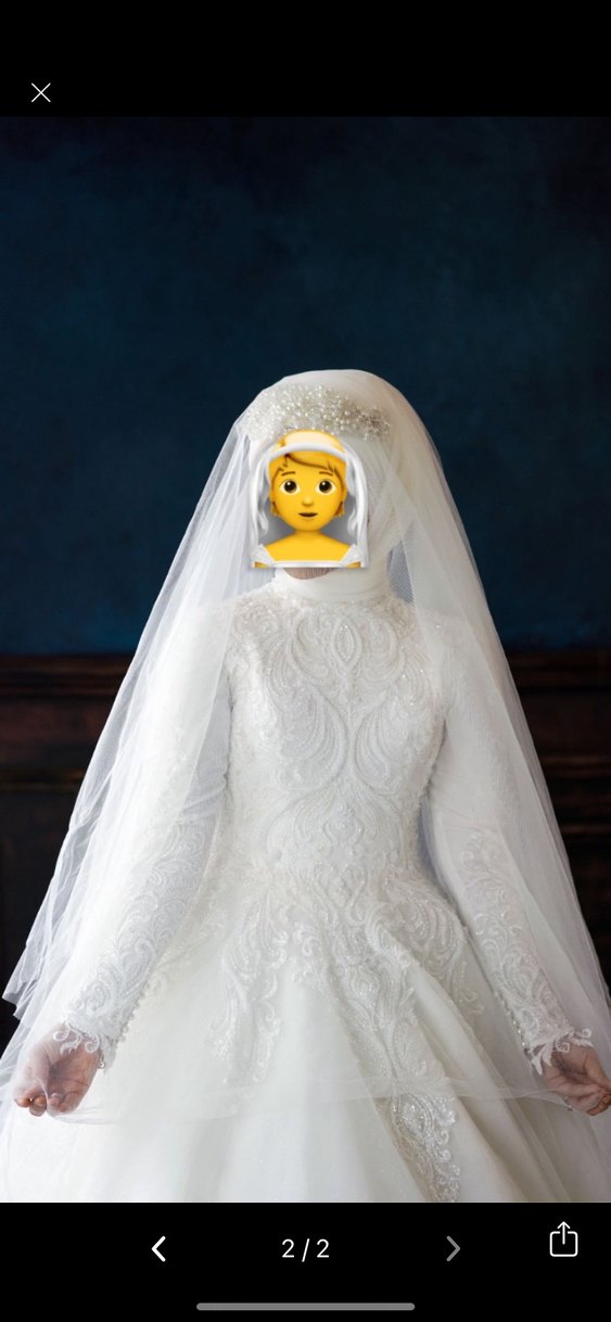 Uzun Kollu Yüksek Yakalı Prenses Gelinlik - Görsel 2