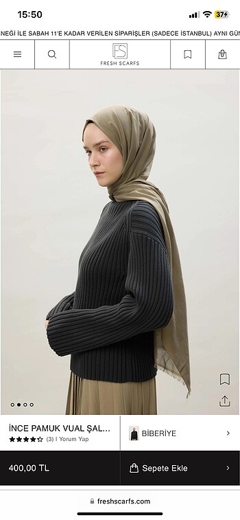 FRESHSCARF İNCE PAMUK VUAL ŞAL