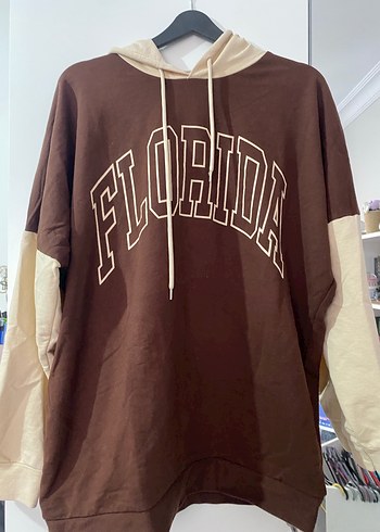 Kahverengi Kapüşonlu Florida Baskılı Sweatshirt - Görsel 2