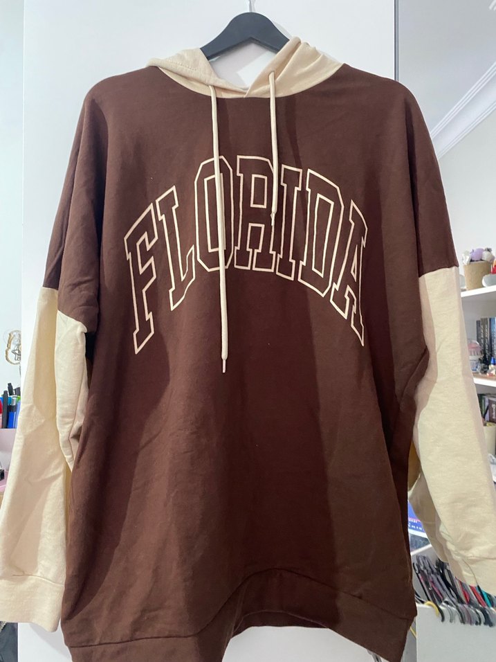 Kahverengi Kapüşonlu Florida Baskılı Sweatshirt - Görsel 2