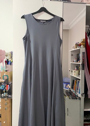 Gri Sıfır Kollu Salaş Elbise - Görsel 2