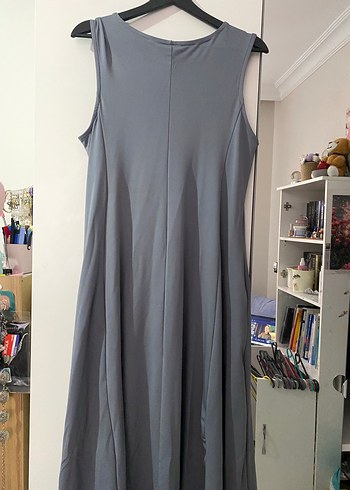 Gri Sıfır Kollu Salaş Elbise - Görsel 4