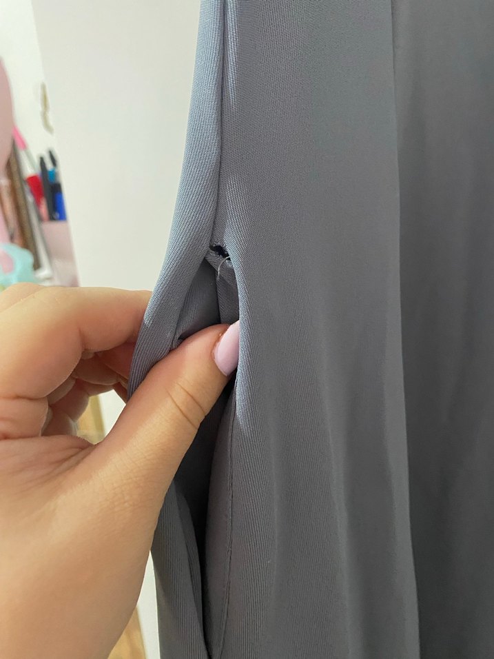 Gri Sıfır Kollu Salaş Elbise - Görsel 5