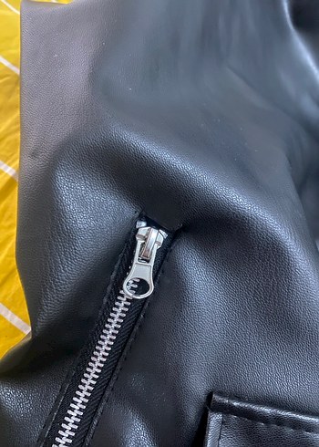 Kadın Siyah Deri Biker Ceket - Görsel 10