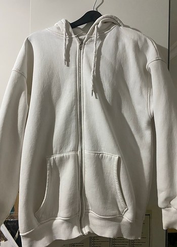 Kadın Beyaz Fermuarlı Sweatshirt - Görsel 2