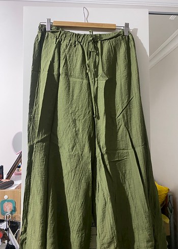 Kadın Haki Keten Uzun Salaş Takım - Görsel 5