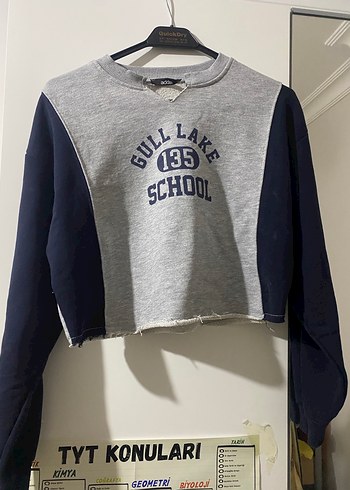 Gri Baskılı Uzun Kollu Sweatshirt - Görsel 2