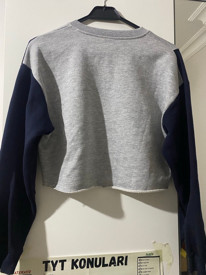 Gri Baskılı Uzun Kollu Sweatshirt - Görsel 4