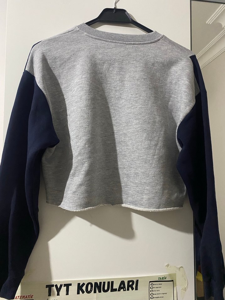 Gri Baskılı Uzun Kollu Sweatshirt - Görsel 3