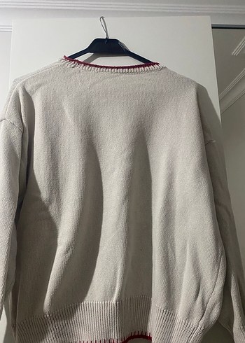 Nakışlı Beyaz Kadın Triko Kazak - Görsel 5