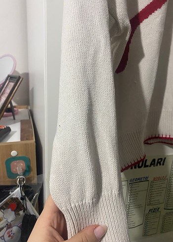 Nakışlı Beyaz Kadın Triko Kazak - Görsel 4