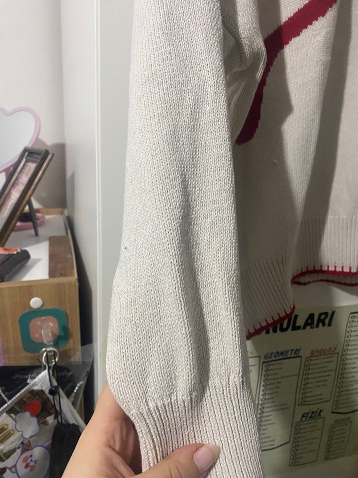 Nakışlı Beyaz Kadın Triko Kazak - Görsel 4