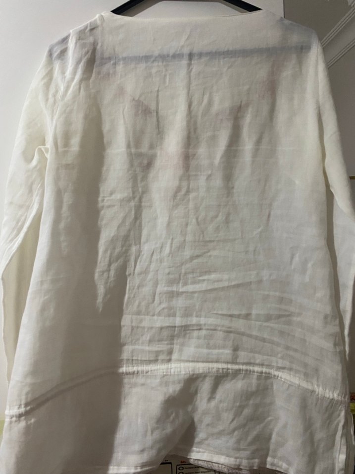 Nakışlı V Yakalı Beyaz Bohem Kadın Bluz - Görsel 5