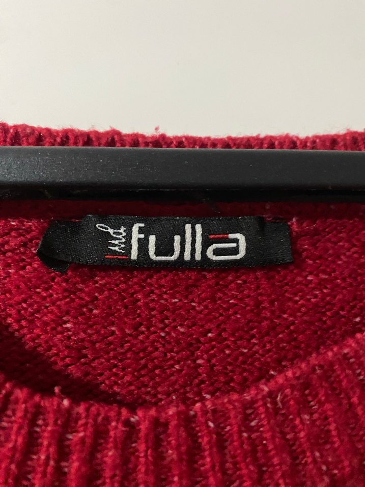 Kırmızı Örgü Yün Kadın Kazak - Görsel 3