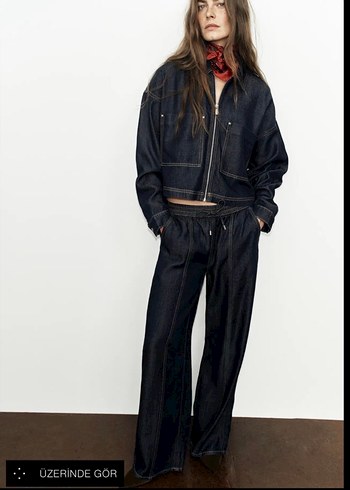 Zara Koyu Lacivert Denim Takim