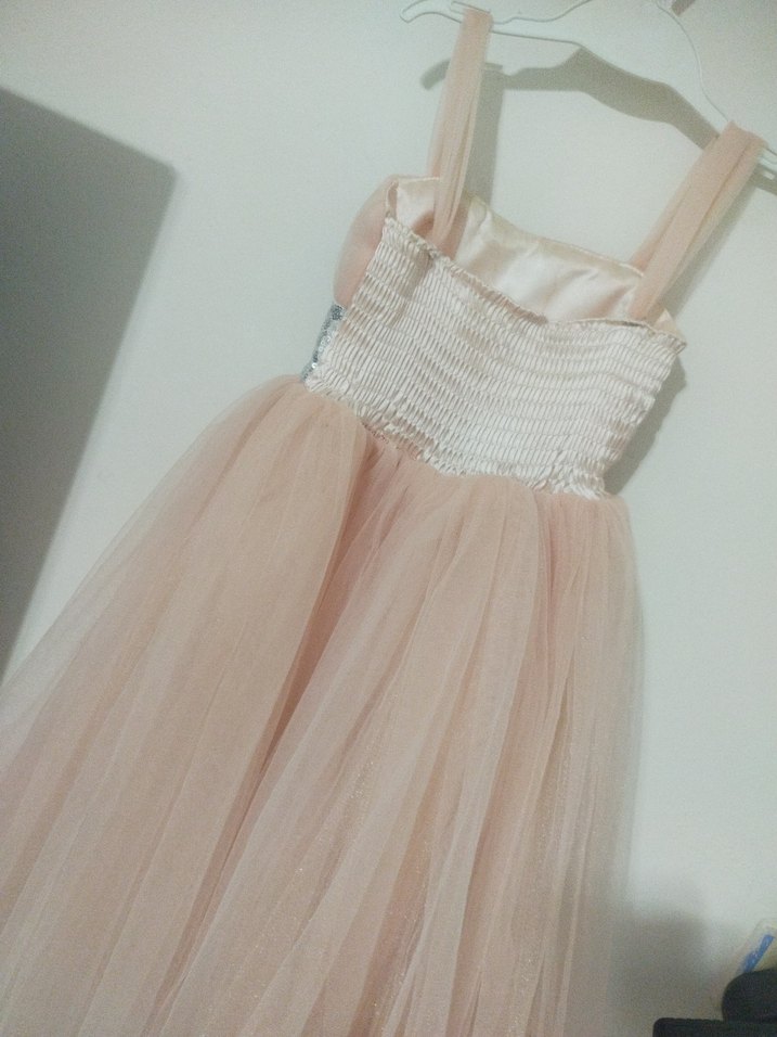 Pudra Renkli Pilili Kız Çocuk Elbisesi - Görsel 3