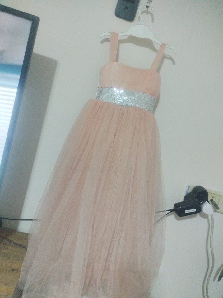 Pudra Renkli Pilili Kız Çocuk Elbisesi - Görsel 2