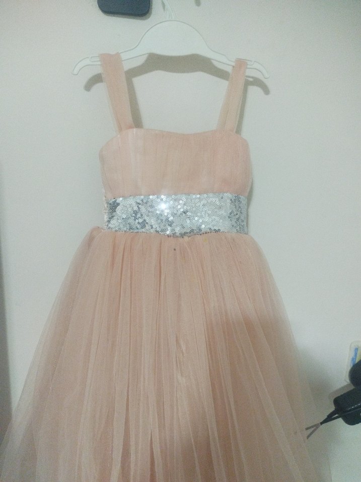 Pudra Renkli Pilili Kız Çocuk Elbisesi - Görsel 4