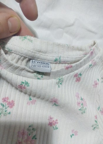 Beyaz Çiçekli Uzun Kollu Kız Bluzu - Görsel 2