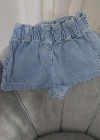 Fırfırlı Mavi Denim Kız Şortu - Görsel 3