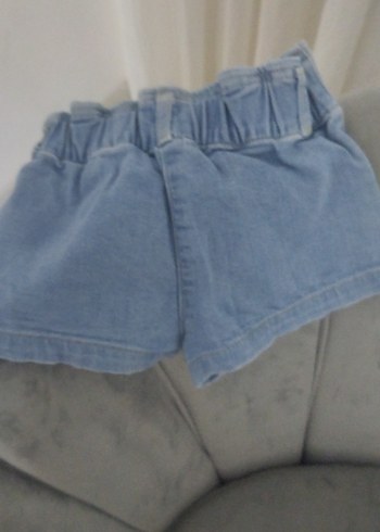 Fırfırlı Mavi Denim Kız Şortu - Görsel 4