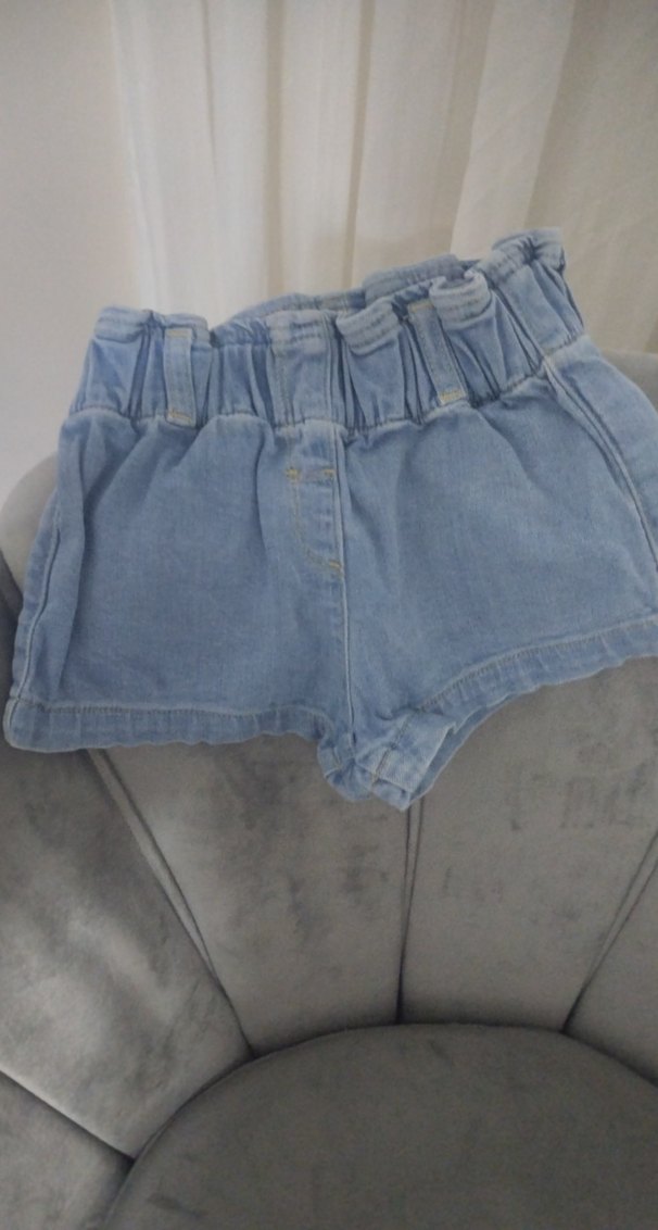 Fırfırlı Mavi Denim Kız Şortu - Görsel 3