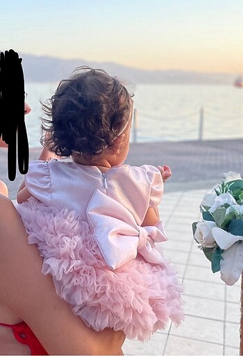 9-12 Ay Beden pembe Renk Pembe bebek elbise