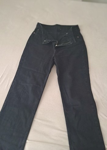 Siyah düz kesim Kadın Kot Pantolon - Görsel 2