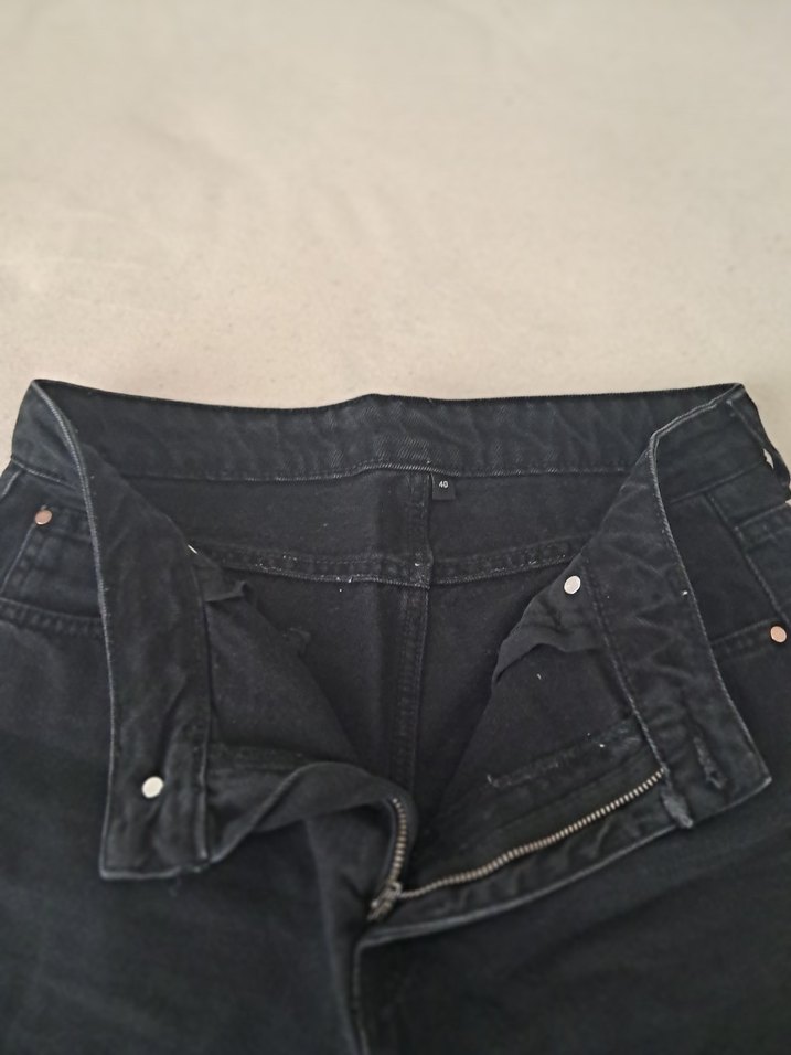 Siyah düz kesim Kadın Kot Pantolon - Görsel 3