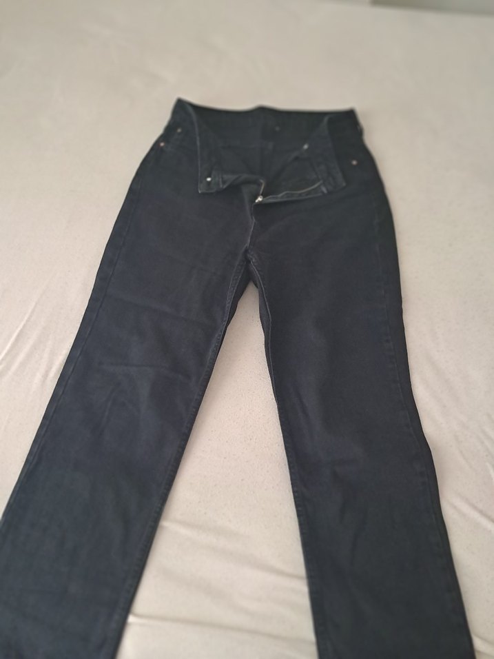 Siyah düz kesim Kadın Kot Pantolon - Görsel 2