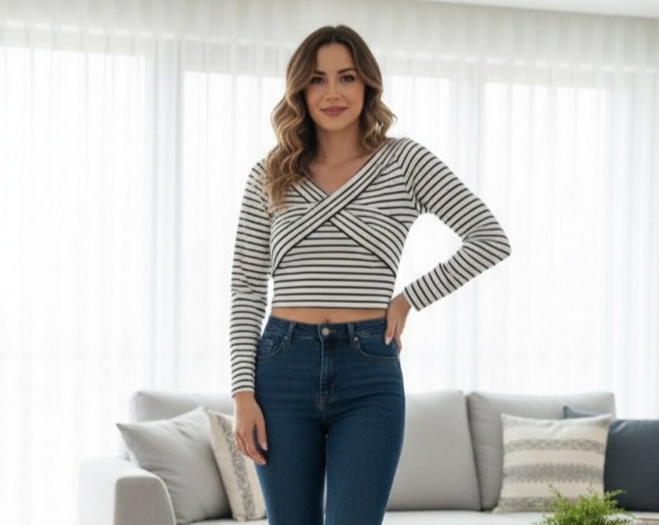 Trendyol çizgili crop - Görsel 2