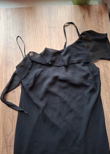 Saygın siyah yaka detaylı abiye elbise - Görsel 5