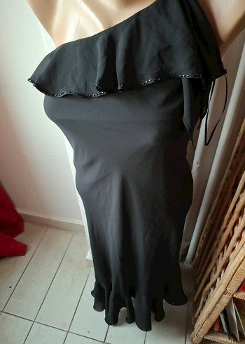 Saygın siyah yaka detaylı abiye elbise - Görsel 7