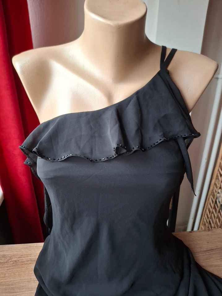 Saygın siyah yaka detaylı abiye elbise - Görsel 2