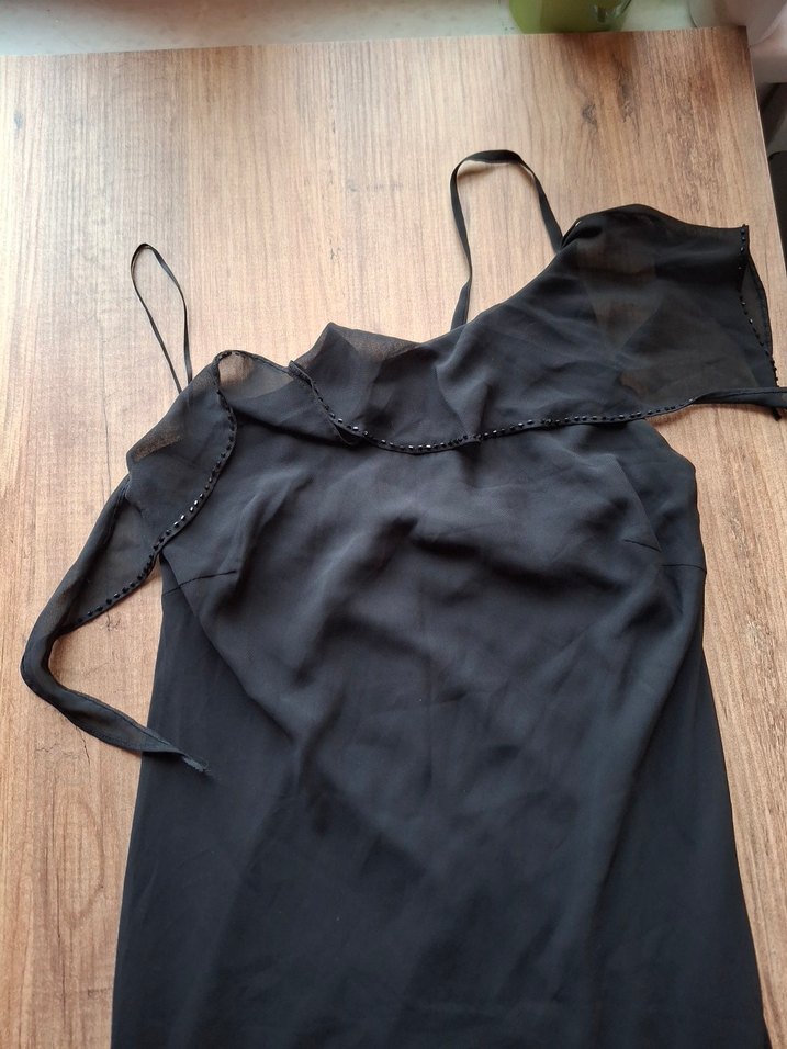 Saygın siyah yaka detaylı abiye elbise - Görsel 5