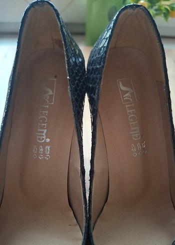 Siyah Yılan Desenli Platform Topuklu Kadın Ayakkabı - Görsel 7