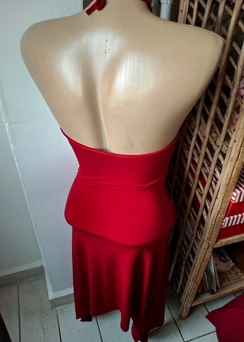 Esmer abiye boyundan bağlı elbise - Görsel 2